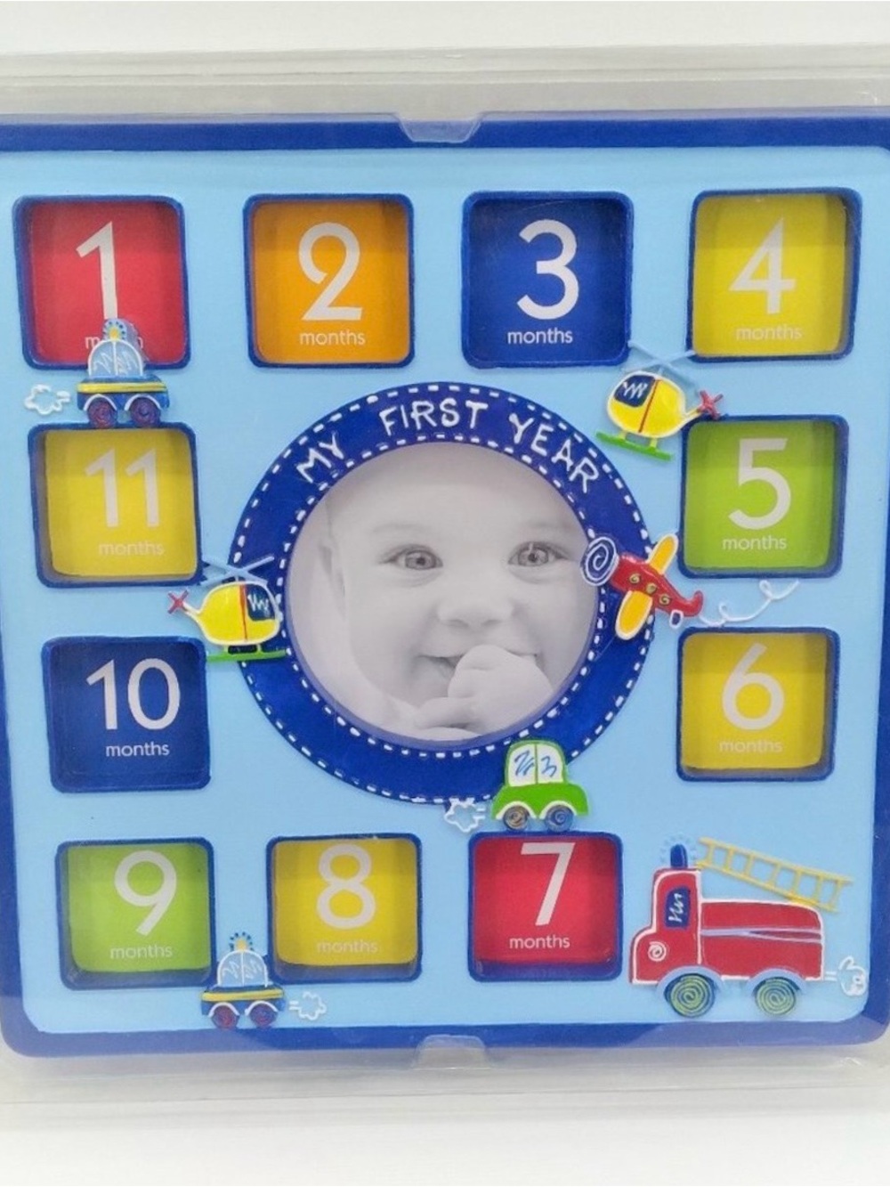My First Year Baby Milestone Photo Frame - Blue